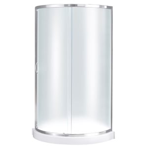 Douche en coin Breeze OVE Decors 36 L. x 36 l. x 72 po H. à porte coulissante encadrée givrée et bac, chrome