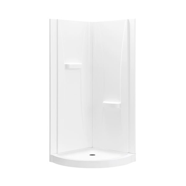 Douche en coin Breeze 32 L. x 32 l. x 77,36 po h. Ove Decors à porte coulissante givrée à cadre chromé