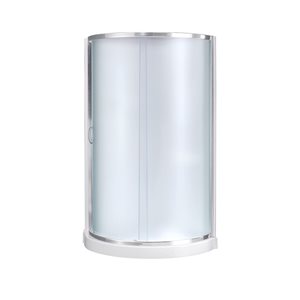 Douche en coin Breeze 32 L. x 32 l. x 77,36 po h. Ove Decors à porte coulissante givrée à cadre chromé