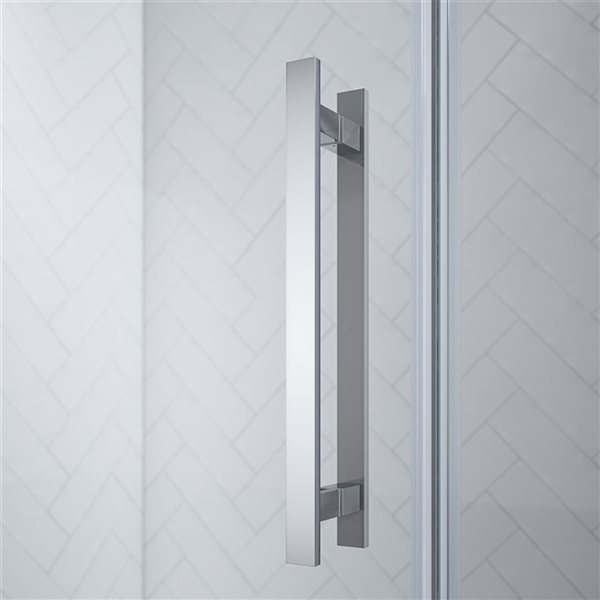 Porte de douche pivotante sans cadre Pasadena d'OVE Decors 66 5/8 po l. x 72 po h., chrome