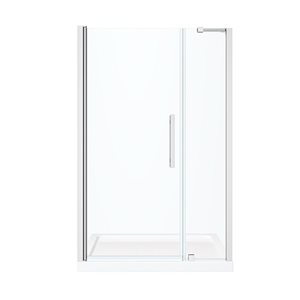 OVE Decors Endless Pasadena 48 x 74 3/4-in Alcove Pivot Frameless Shower Door w/ Glass Panel and Base - Chrome