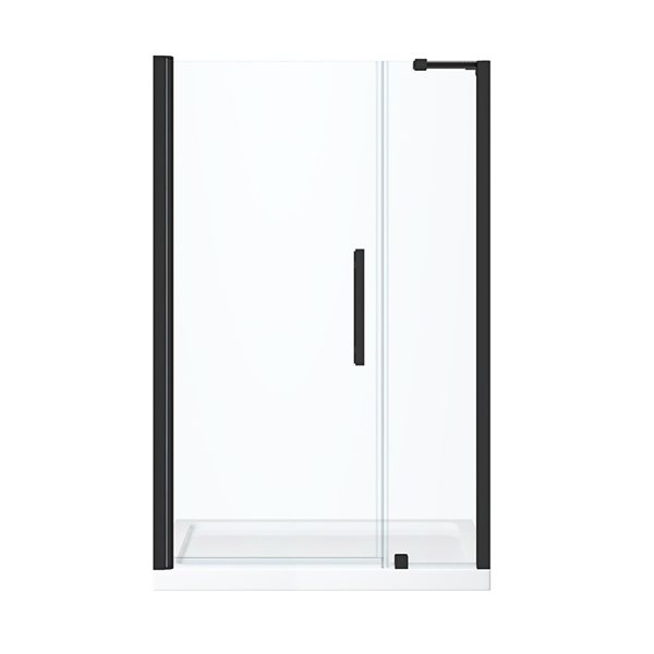 OVE Decors Endless Pasadena 48 x 74 3/4-in Alcove Pivot Frameless Shower Door w/ Glass Panel and Base - Black