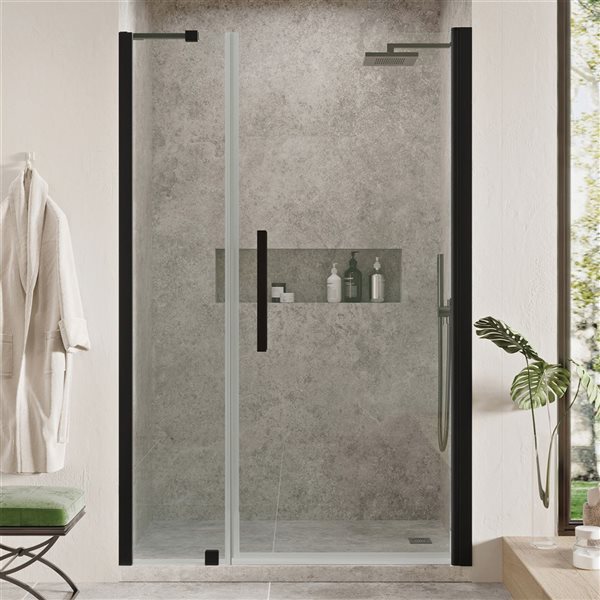 Porte de douche pivotante sans cadre Pasadena d'OVE Decors 47 3/8 po l. x 72 po h., noir