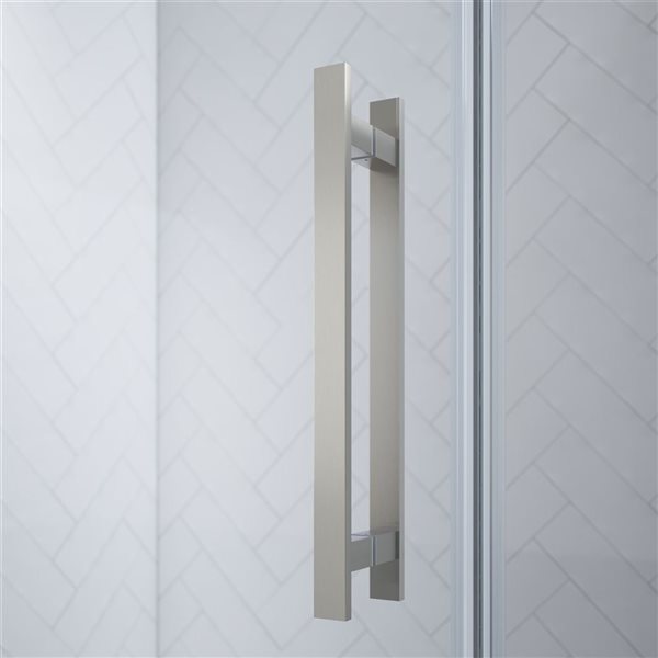 OVE Decors Pasadena 46-1/8 W x 72-in H Rectangular Pivot Frameless Corner Shower Enclosure in Satin Nickel