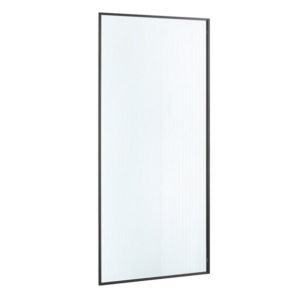 OVE Decors Della 36-in W x 76 in H Walk-in Framed Fixed Panel Shower Door in Matte Black with Clear Fluted Glass