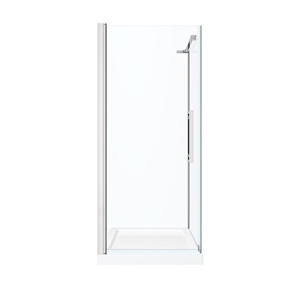 OVE Decors Pasadena 34 L x 32 W x 72-in H Corner Shower Kit w/Pivot Frameless Chrome Shower Door and Base