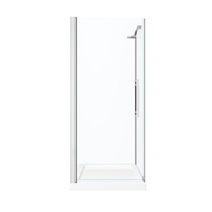 OVE Decors Pasadena 34 L x 32 W x 72-in H Corner Shower Kit w/Pivot Frameless Chrome Shower Door and Base