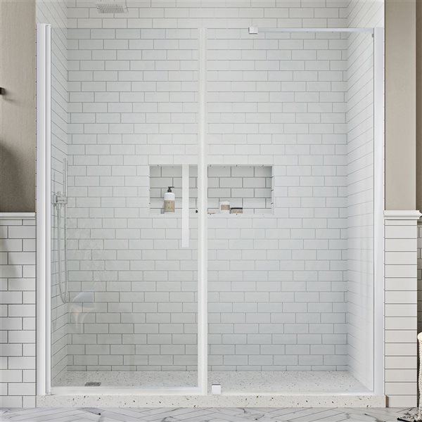 Porte de douche pivotante sans cadre Pasadena d'OVE Decors 62 11/16 po l. x 72 po h., chrome