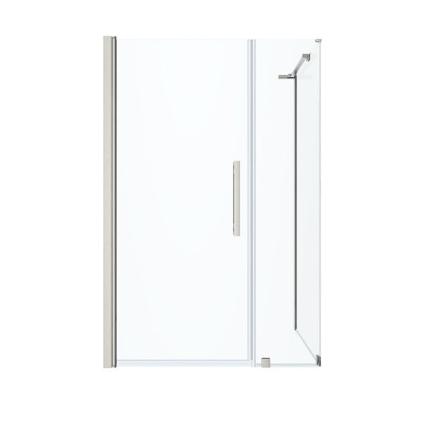 OVE Decors Pasadena 46-1/8 W x 72-in H Rectangular Pivot Frameless Nickel Corner Shower Enclosure - Offset Drain