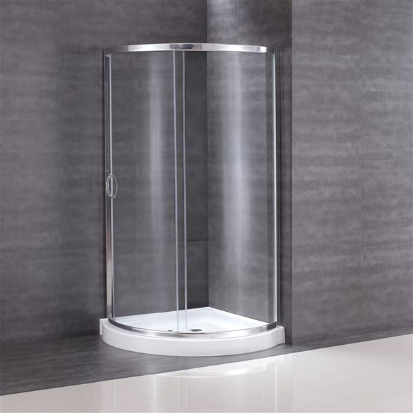 OVE Decors Breeze 34 L x 34 W x 76.97-in H Corner Shower Kit w/Clear Chrome Framed Sliding Door and Base