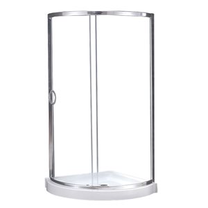 Douche en coin Breeze OVE Decors 34 L. x 34 l. x 72 po H. à porte coulissante encadrée en verre clair et bac, chrome