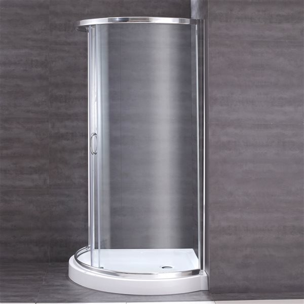 OVE Decors Breeze 32 L x 32 W x 76.97-in H Corner Shower Kit w/Clear Framed Chrome Sliding Door and Base