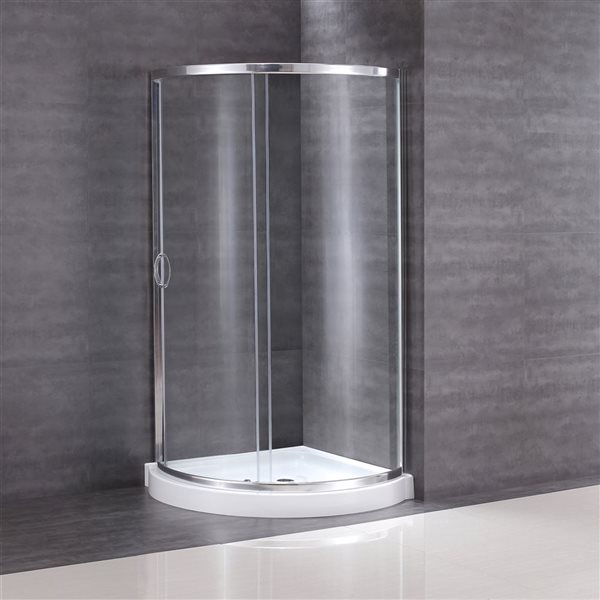 OVE Decors Breeze 32 L x 32 W x 76.97-in H Corner Shower Kit w/Clear Framed Chrome Sliding Door and Base