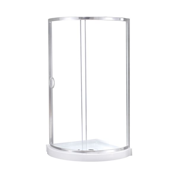 Douche en coin Breeze OVE Decors 32 L. x 32 l. x 72 po H. à porte coulissante encadrée en verre clair et bac, chrome