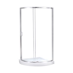 Douche en coin Breeze OVE Decors 32 L. x 32 l. x 72 po H. à porte coulissante encadrée en verre clair et bac, chrome