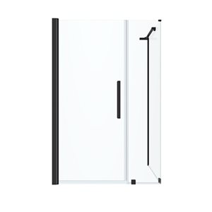 OVE Decors Pasadena 46-1/8 W x 72-in H Rectangular Pivot Frameless Black Corner Shower Enclosure