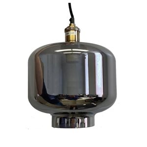 Plata Import Tales 12-in dia Black Glass Dome Shape Pendant Light