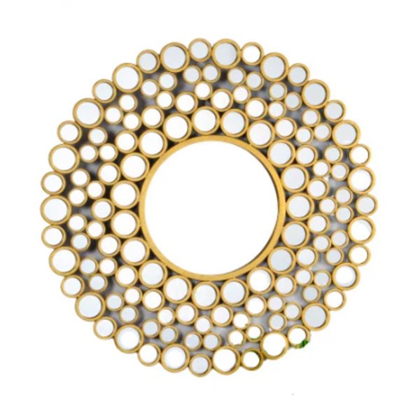 Plata Import Kooza 42-in dia Gold Round Framed Wall Mirror