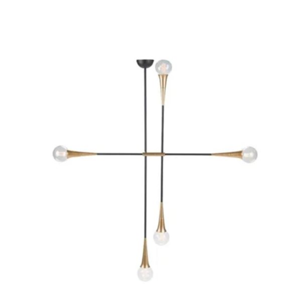 Plata Import Cruz 63' H x 50.8' W x 45.3-in D Black/Gold Sputnik Shape Pendant Light