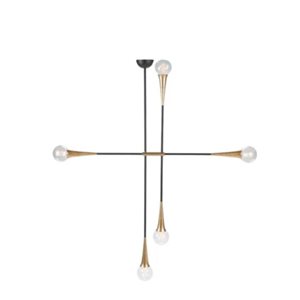 Plata Import Cruz 63' H x 50.8' W x 45.3-in D Black/Gold Sputnik Shape Pendant Light