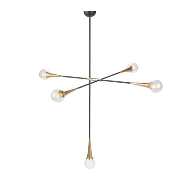 Plata Import Cruz 63' H x 50.8' W x 45.3-in D Black/Gold Sputnik Shape Pendant Light