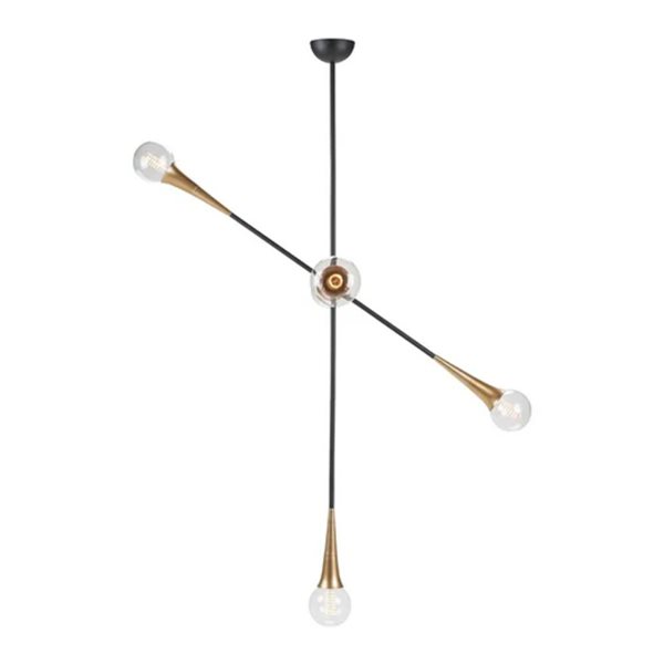 Plata Import Cruz 63' H x 50.8' W x 45.3-in D Black/Gold Sputnik Shape Pendant Light