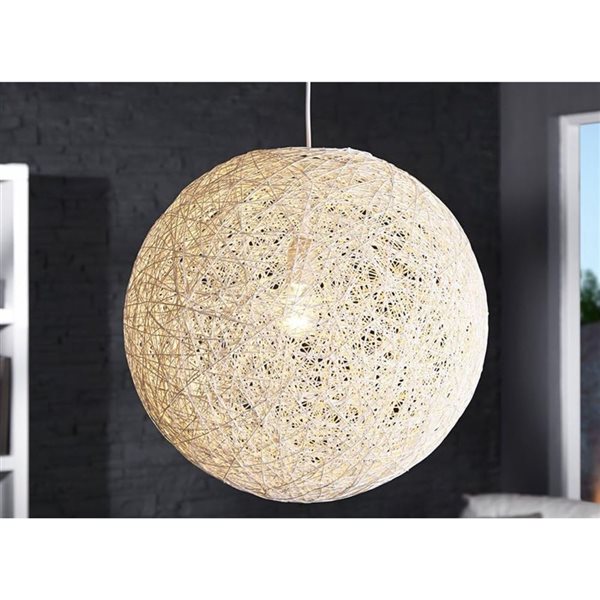 Plata Import 16-in dia White Rope Globe Shape Pendant Light