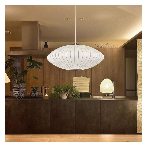 Plata Import Lugar 16-in dia White Webbed Polymer Dome Shape Pendant Light