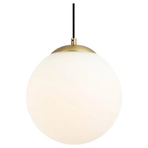 Plata Import 8 W x 39-in H Gold Metal and White Frosted Glass Globe Shape Pendant Light