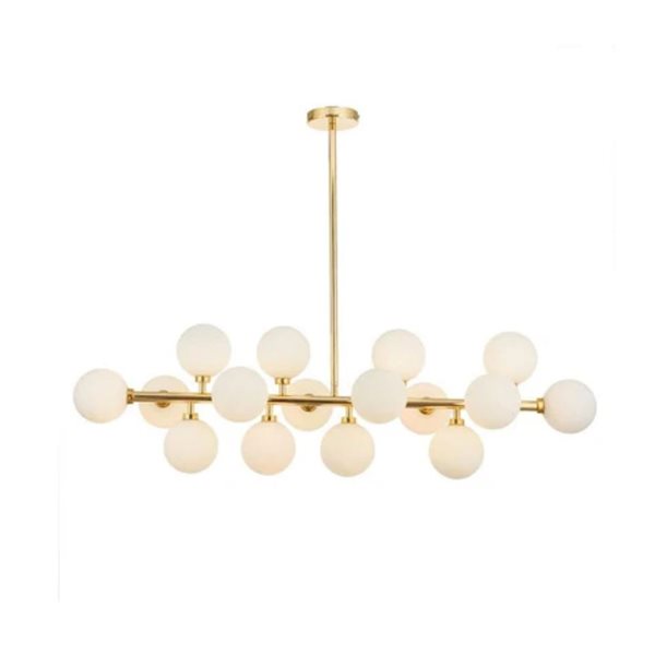 Plata Import Sweden 13 W x 35 Lx 11-in H 15-Light Gold Metal Frame and Glass Shade Chandelier