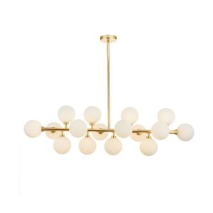 Plata Import Sweden 13 W x 35 Lx 11-in H 15-Light Gold Metal Frame and Glass Shade Chandelier