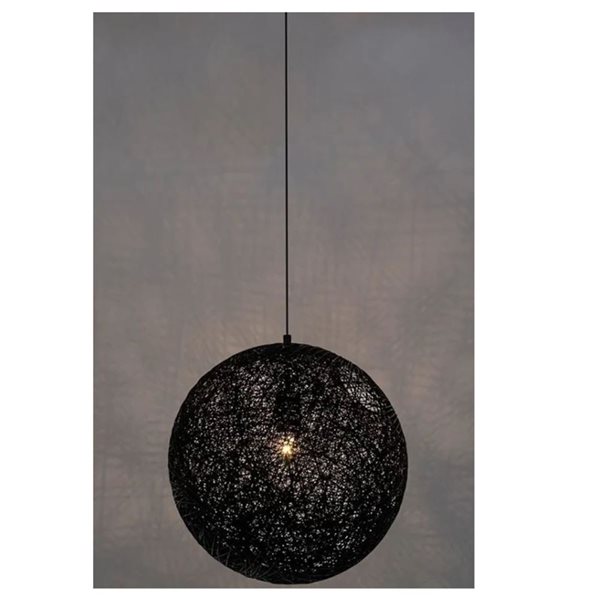 Plata Import 16-in dia Black Rope Globe Shape Pendant Light