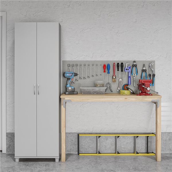 Systembuild Evolution Lory 24-in W 2-Door Dove Grey Particleboard Freestanding Utility Storage Cabinet