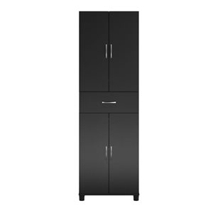 Systembuild Evolution Lory 24-in W 4-Door Black Particleboard Utility Storage Cabinet with Drawer