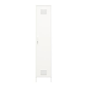 Armoire d'appoint en métal blanc doux Mission District de Systembuild Evolution sur pied style casier 15 po l.