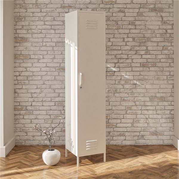 Systembuild Evolution Mission District 15-in W Soft White Metal Locker-Style Freestanding Utility Storage Cabinet