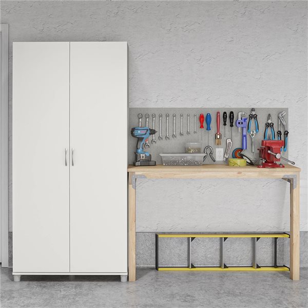 Systembuild Evolution Lory 36-in W 2-Door White Particleboard Freestanding Utility Storage Cabinet