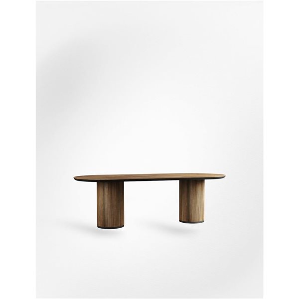 Urban Woodcraft Bolivar 89 x 39-in 2 Pillar Teak Oval Dining Table