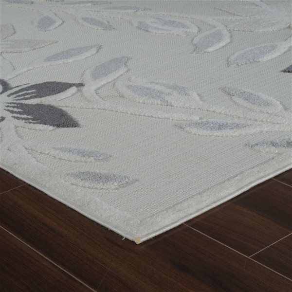 Rug Branch Alfombra 5 x 7-ft Cream Grey Vintage Floral Pattern Indoor/Outdoor Area Rug