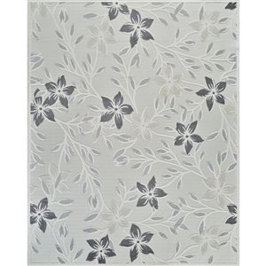 Rug Branch Alfombra 5 x 7-ft Cream Grey Vintage Floral Pattern Indoor/Outdoor Area Rug