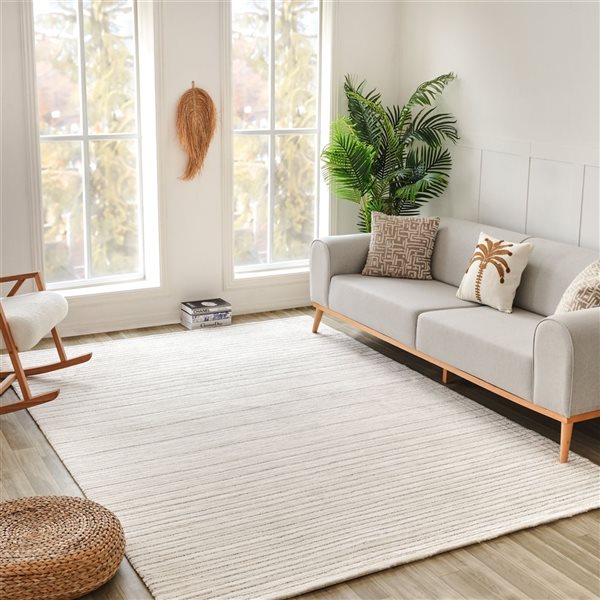 Rug Branch Casa 6 x 9-ft Beige Cream Modern Striped Pattern Indoor Area Rug