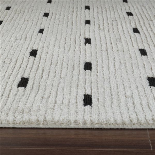 Rug Branch Domus 6 x 9-ft Cream Black Modern Abstract Dotted Pattern Indoor Area Rug