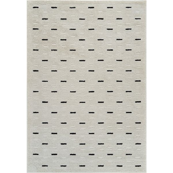 Tapis décoratif d'intérieur Domus de Rug Branch 6 x 9 pi noir crème moderne à motif abstrait de pointillé