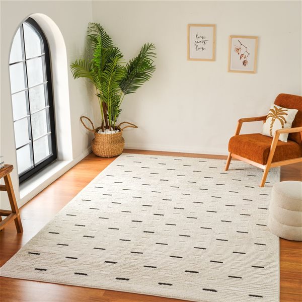 Rug Branch Domus 6 x 9-ft Cream Black Modern Abstract Dotted Pattern Indoor Area Rug