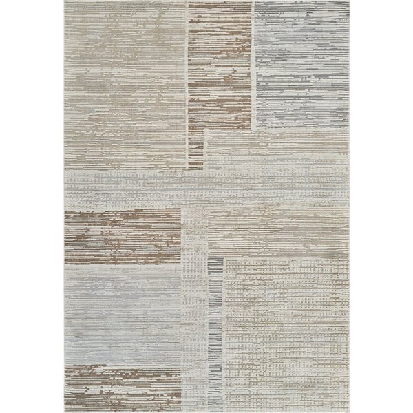 Tapis décoratif d'intérieur Nomad de Rug Branch 5 x 7 pi brun beige contemporain à motif géométrique abstrait