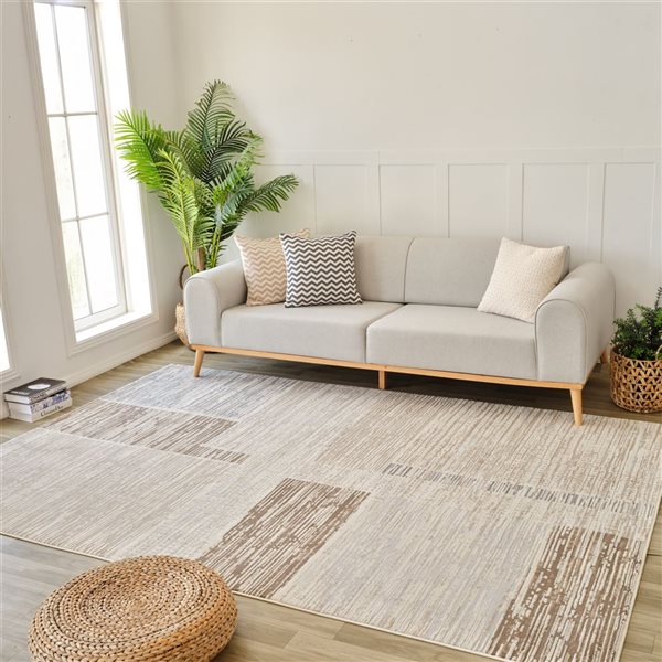 Rug Branch Nomad 5 x 7-ft Beige Brown Modern Abstract Geometric Pattern Indoor Area Rug