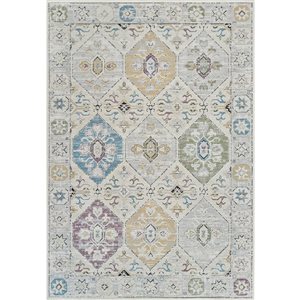 Tapis décoratif d'intérieur Nomad de Rug Branch 5 x 7 pi gris beige moderne style rétro