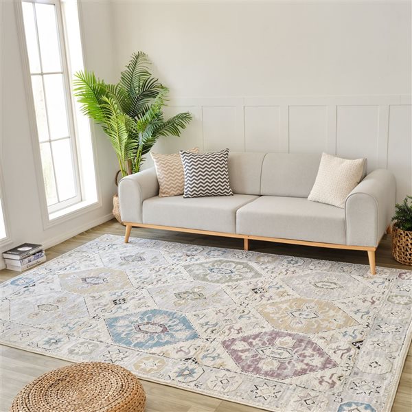 Rug Branch Nomad 5 x 7-ft Beige Grey Modern Vintage Indoor Area Rug