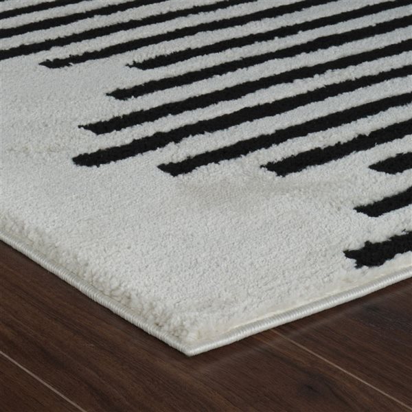 Rug Branch Domus 5 x 7-ft Cream Black Contemporary Striped Pattern Indoor Area Rug