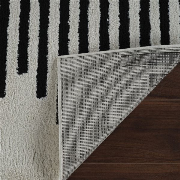 Rug Branch Domus 5 x 7-ft Cream Black Contemporary Striped Pattern Indoor Area Rug